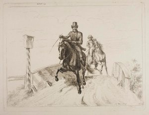 Two Riders at a Gallop on a Bridge by Johann Adam Klein