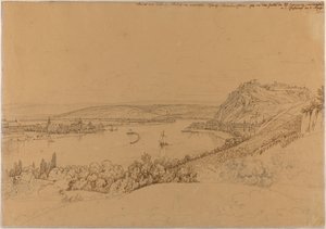 View of Koblenz with the Rhine and Fortress Ehrenbreitstein (recto); View of the Heidelberg Castle (verso)
