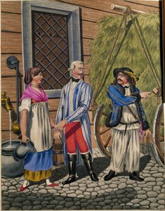 Coachman of a Gentleman, Servant Girl and Hay-Vendor, from a Series of Viennese Types