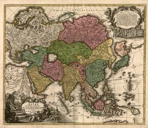 Recent Map of Asia, Showing the States and Empires of the Entire East along with the Eastern Indies by Johann Baptist Homann