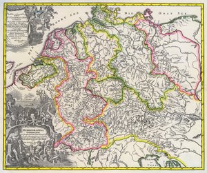 Hydrographic map of Germany, circa 1720 by Johann Baptista Homann