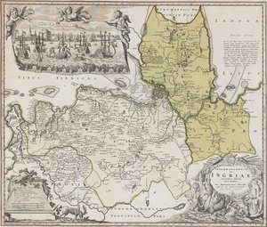 Map of Ingria with View of Saint Petersburg by Johann Baptista Homann