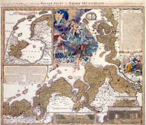 Map of the Christmas Flood of 1717 by Johann Baptista Homann