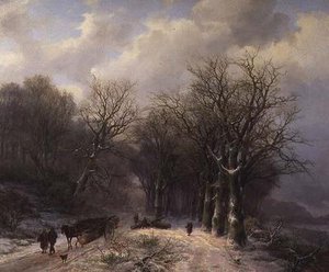 The Timber Cart in Winter by Johann Bernard Klombeck