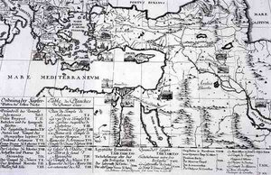 Map of Locations Cited in the First Book of Entwurf einer historischen Architektur by Johann Bernhard (after) Fischer von Erlach