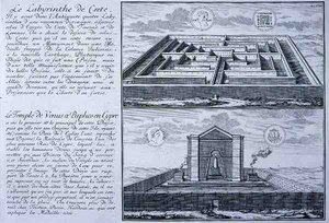 The Labyrinth in Crete and the Temple of Venus, Paphos, Cyprus, both taken from designs found on ancient Roman coins from 