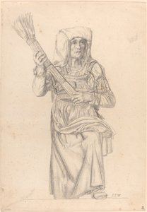 Italian Peasant Woman with a Broom by Johann Caspar Weidenmann