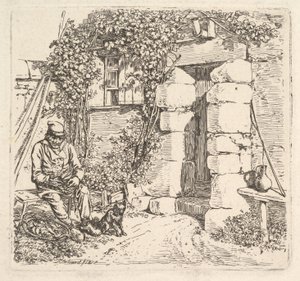 The Old Man and his Pomeranian Dog