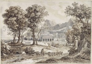 Classical Landscape with Leonidas Monument by Johann Christian Reinhart