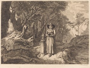 Woman and Child Walking to Church by Johann Christoph Erhard