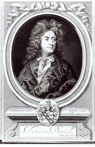 Portrait of Henry Purcell, English composer, engraved by R. White by Johann Closterman
