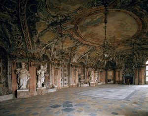 View of the Grand Salon of the castle of Weissenstein, architect Johann Dientzenhofer 1714 Pommersfelden, Germany by Johann Dientzenhofer