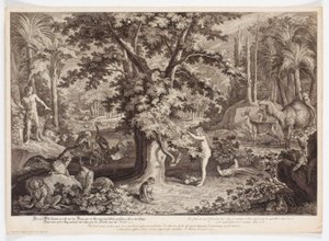 Eve Picking the Apple from the Tree of Knowledge by Johann Elias Ridinger