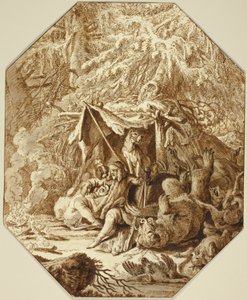 The Daring Hunter, Enduring in Winter by Johann Elias Ridinger