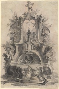 Rococo Fountain with Lovers and the Four Elements by Johann Esaias Nilson