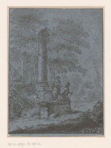 Landscape with Ruins and Two Figures by Johann Friedrich Alexander Thiele