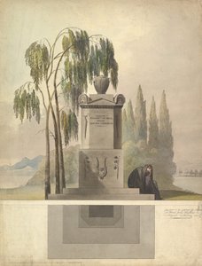 Design for a Tomb, Rothgeisser in Nuremberg Elevation and Ground Plan, 1826 by Johann Georg Dürschner