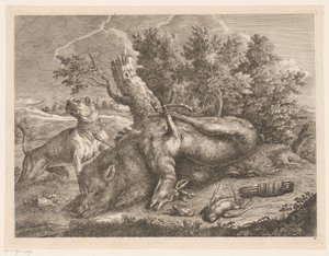 Hunting Dog and Game with Boar, Deer, and Birds (Hunting Trophies) (series title) by Johann Georg Wachsschlunger
