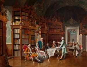 Library Scene, late 19th century by Johann Hamza