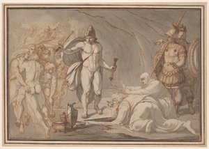 Odysseus, at the Doors of Hades, Meets the Shades of Tiresias and Anticlea by Johann Heinrich Lips