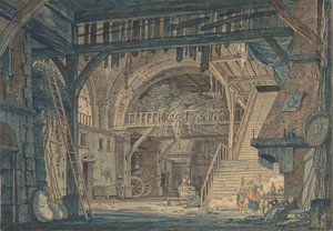 Stage Set Design of an Ancient Roman Ruin being Converted into a Barn, late 18th-mid-19th century by Johann Heinrich Ramberg