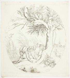 Unobserved Man Spying on Reclining Lovers by Johann Heinrich Ramberg
