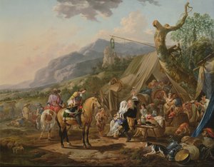 Military Commander at a Mountain Encampment with Merrymakers