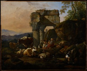 Roman Landscape with Cattle and Shepherds, 1676 by Johann Heinrich Roos