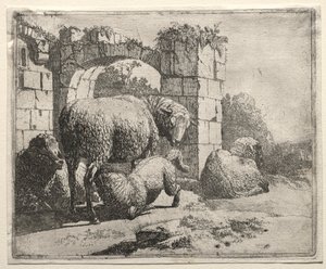 Sheep Near the Ruins of an Arch by Johann Heinrich Roos