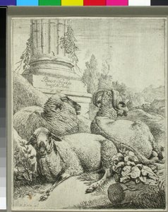 Sheep at the Foot of a Column by Johann Heinrich Roos