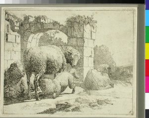 Sheep by a Ruined Gate by Johann Heinrich Roos