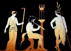Crowned Games Winner Listening to a Satyr Playing the Flute