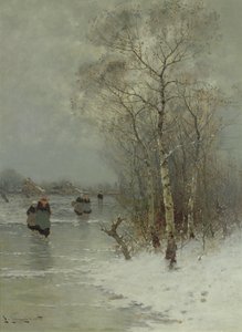 Girls Walking on a Frozen River