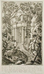 Temple in a garden, engraved by Jacob Andreas Fridrich by Johann Jacob (after) Schubler