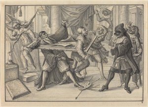 Mezzetin and Harlequin Use the Picture Frame to Catch Pantaloon and Pierrot