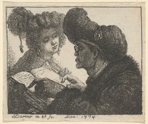 A Man in a Turban Reading to a Young Woman
