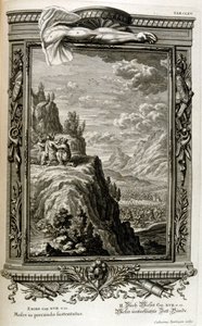 Aaron and Hur Support the Hand of Moses on Sinai, When the Israelites Fled into Sinai, Exodus from Egypt by Johann Jakob Scheuchzer