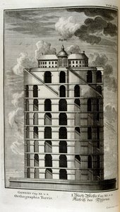 Plan of the Tower of Babel seen from the side by Johann Jakob Scheuchzer