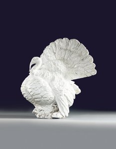 Meissen model of a turkey-cock, c.1733 by Johann Joachim (after) Kändler