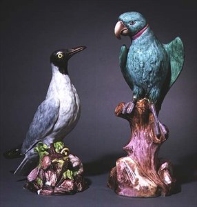 Augustus Rex Meissen Figures of a Tern and a Parakeet by Johann Joachim Kaendler
