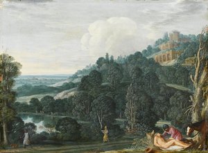 An Extensive Landscape with The Good Samaritan by Johann König