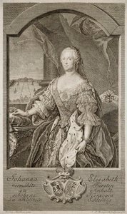 Portrait of Johanna-Elizabeth, Electress of Anhalt-Zerbst, Mother of Catherine II by Johann Martin Bernigeroth