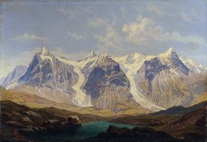 Wetterhorn, Mettenberg and Eiger with the Grindelwald Glaciers in Between