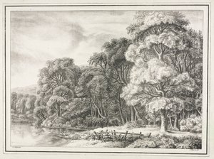 Woodland Scenery with Lake by Johann Nepomuk Strixner