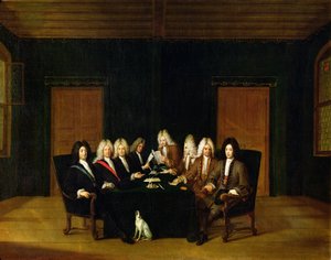 The Plenipotentiaries at the Congress of Baden, September 1714 by Johann Rudolph the Elder Huber