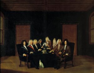 War of the Spanish Succession: The Plenipotentiaries gathered around the Marechal Duke of Villars and Prince Eugene of Savoy-Carignan at the Peace Congress in Borden, on 7/09/1714 by Johann Rudolph the Elder Huber