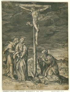 Christ on the Cross with Mary, John, and Mary Magdalene by Johann Sadeler (I)