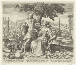 Italy, with Venus and Apollo (Allegorical Representations of European Countries) by Johann Sadeler (I)