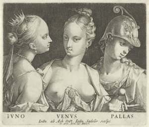 Juno, Venus, and Minerva by Johann Sadeler (I)