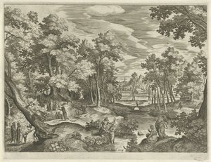 Landscape with the Baptism of Christ (Landscapes with Scenes from the Old and New Testament) by Johann Sadeler (I)